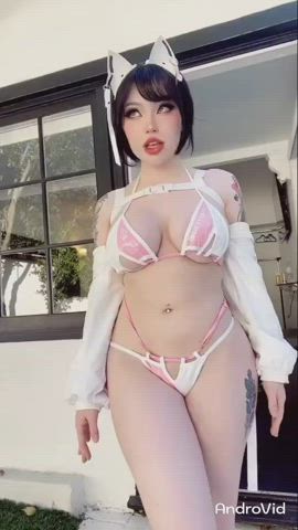 ass big tits bikini brunette cosplay dancing jiggle jiggling tiktok tits clip