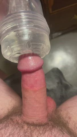 Fucking my clear fleshlight and cumming inside of it