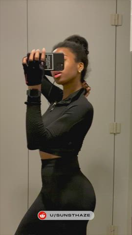 19 Years Old Booty Ebony Fitness Gym Kira Noir OnlyFans Teen Teens clip