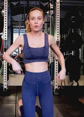 Brie Larson Busty Workout clip