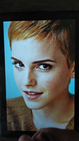blonde celebrity cum cumshot emma watson facial short hair tribute clip