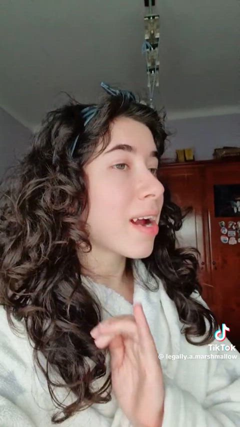 brunette curly hair european fetish long tongue portuguese sfw tiktok tongue fetish