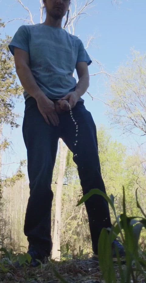 cock cockflash outdoor peeing uncut clip