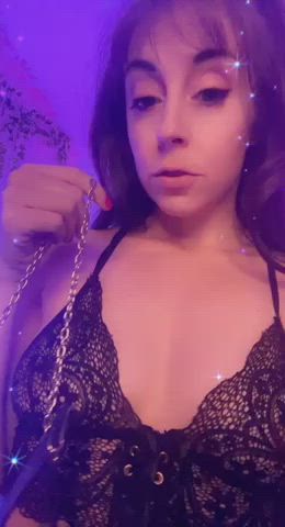 brunette camgirl cute domme leash milf petplay submissive clip