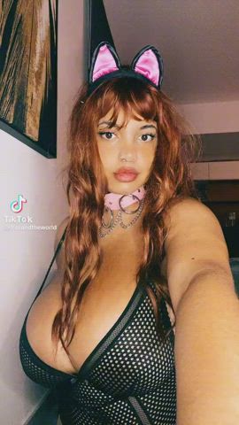 alt big tits choker cleavage costume ebony huge tits natural tits pierced clip