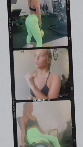 Ass Blonde Boobs Portuguese Workout clip