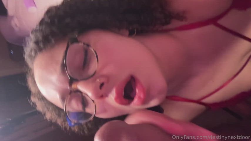 cumshot ebony facial glasses lightskinned clip