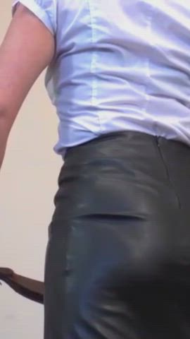 ass dominatrix femdom leather skirt slave whipped whipping clip