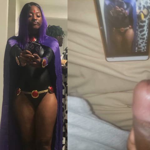 thick ebony raven's thighs get rewarded with a tribute