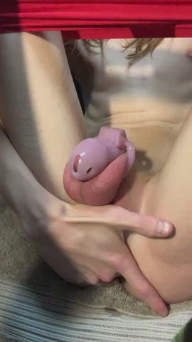 anal chastity femboy fingering moaning clip