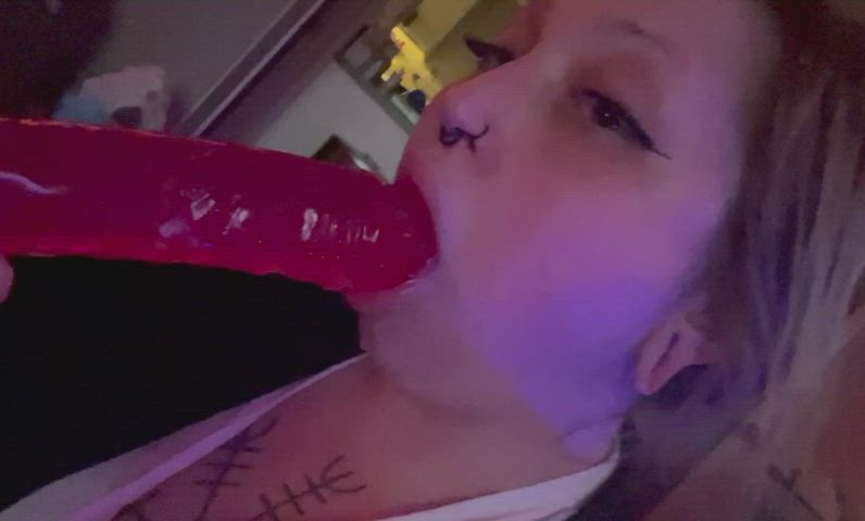 Dildo Sloppy Solo Spit Sucking clip