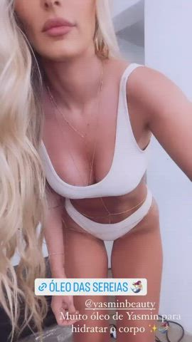 babe bikini blonde brazilian celebrity oil clip