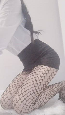 asian fishnet tease uniform busty-asians clip