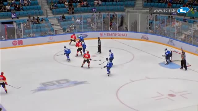 Barys Astana vs Kunlun Red Star 160808 | Ryspayev fights the whole hockeyteam