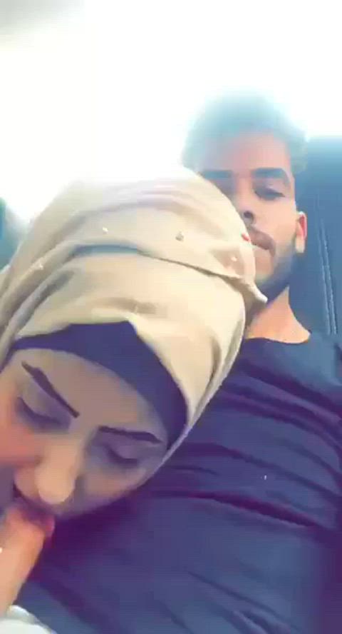 blowjob car hijab clip