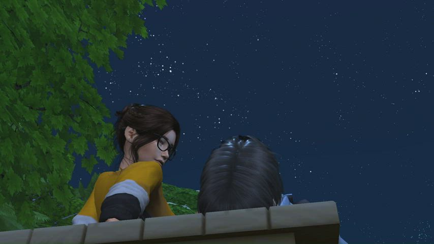 animation couple kissing outdoor clip