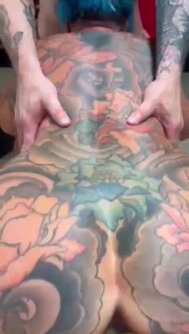 onlyfans spitroast tattoo tattooed threesome clip