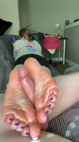 Don’t mind me, just wrapping my soles around some thick cock while it oozes pre