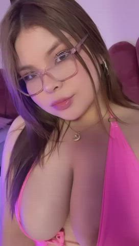 big tits blonde cute fantasy glasses kawaii girl nerd pink teen clip
