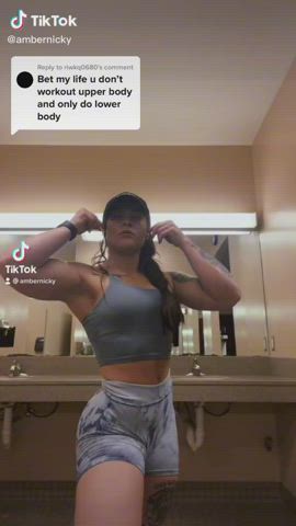 bathroom bodybuilder fitness muscles muscular girl tiktok clip