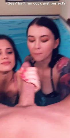 blowjob pool threesome clip