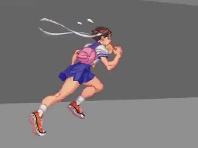 Animation Japanese Outdoor Public Schoolgirl Sneakers Upskirt Workout clip