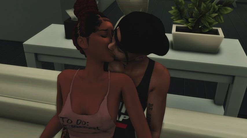 3d ebony ebony couple kissing clip