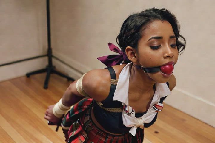 ball gagged bondage ebony gagged tied clip