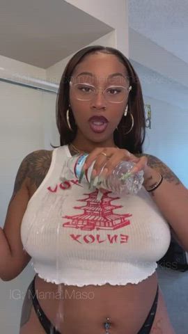 Big Tits Ebony Wet clip