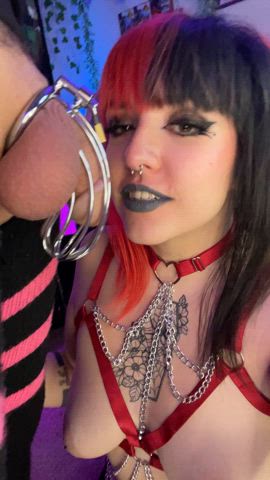 blowjob chastity emo femboy femdom goth sissy tease teasing clip