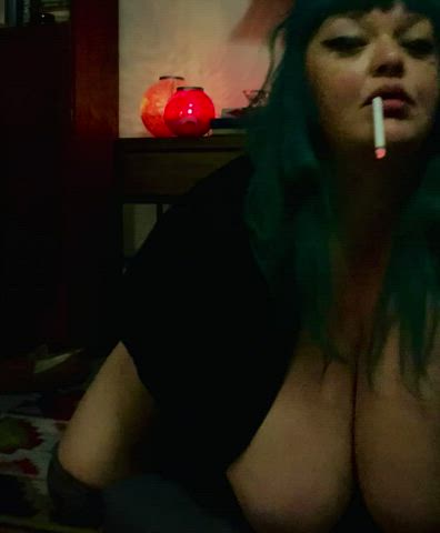 BBW Big Tits Fetish Smoking Porn GIF by daskingslander
