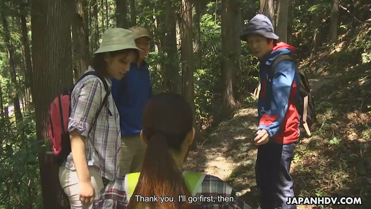 Mei Ashikawa and Manami Nakanishi go on a long hike and then fuck