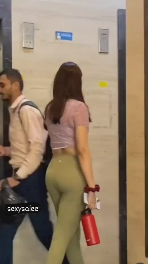 ass celebrity cute gym indian leggings public clip