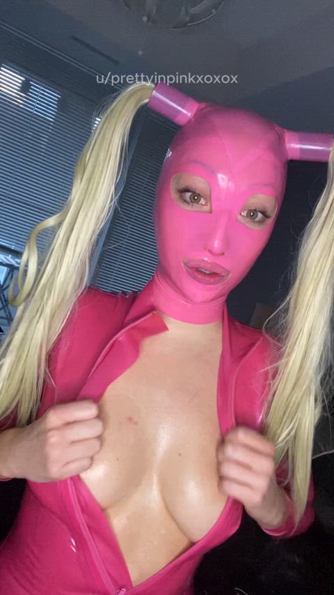 big tits hood latex pigtails striptease tease tits clip