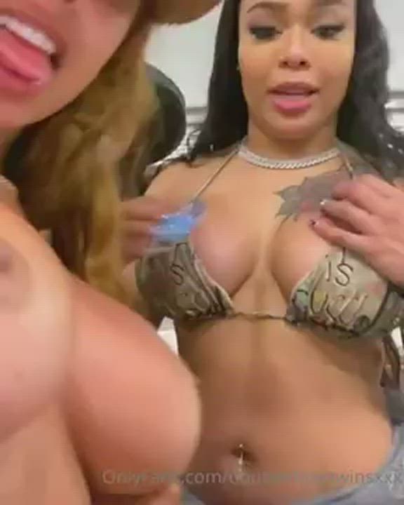 Big Tits Bikini Breast Sucking Ebony Friends Tease clip