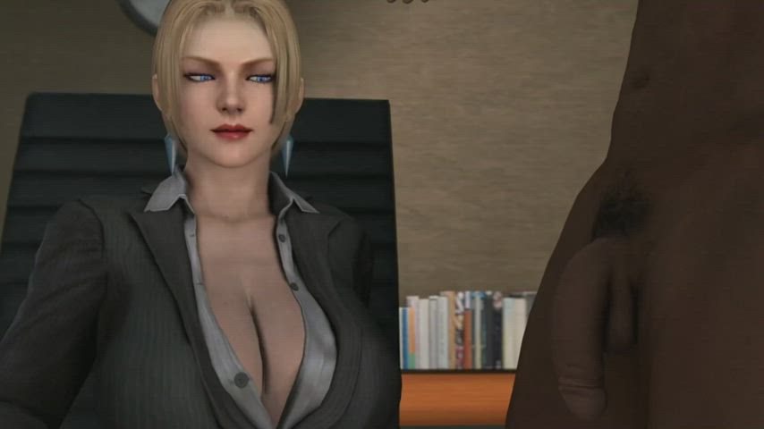 3d animation bbc big tits blonde blue eyes doctor handjob lipstick titty fuck clip