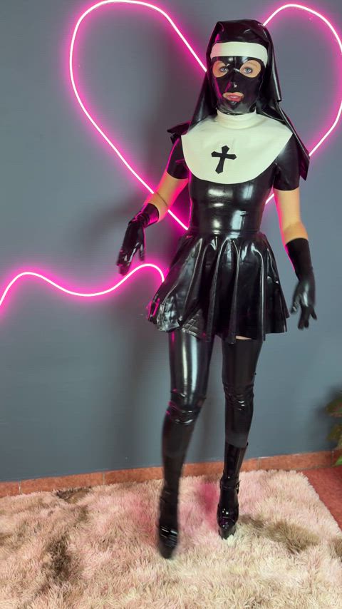 Naughty latex nun