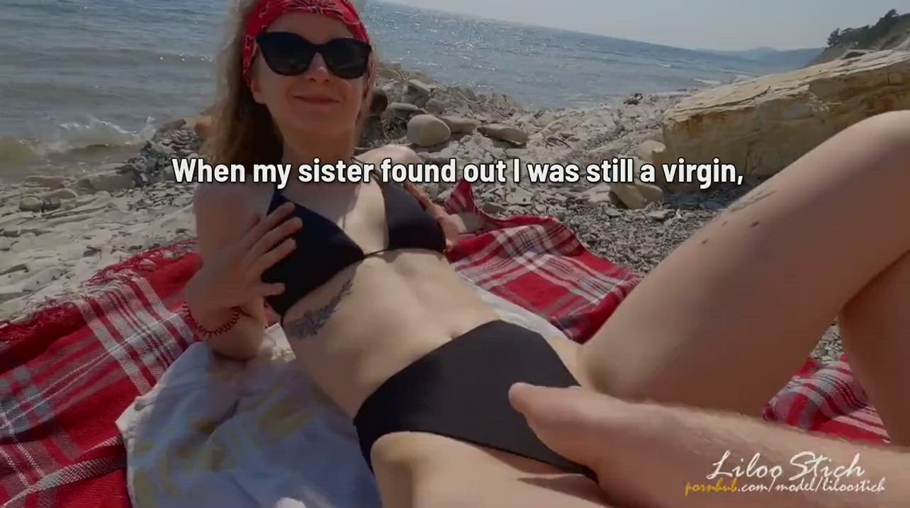 Sister helps me lose my virginity on a public beach..