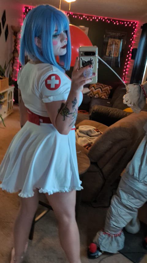 I had to bust out the nurse uniform again since you boys and girls have been extra