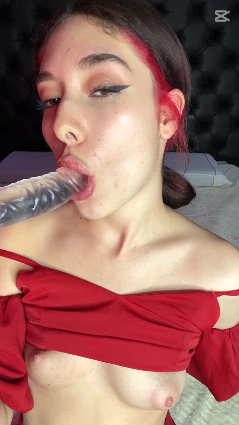 blowjob boobs european eye contact natural tits petite redhead small tits tits blowjobs