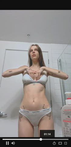 big tits brunette stripping tits clip