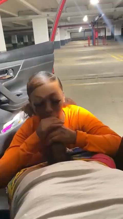 blowjob car ebony clip