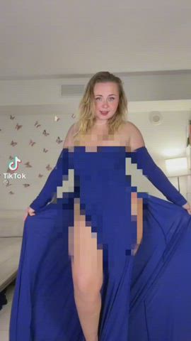 Blonde Censored Clothed Dress Dressing Femdom Humiliation Sissy TikTok clip
