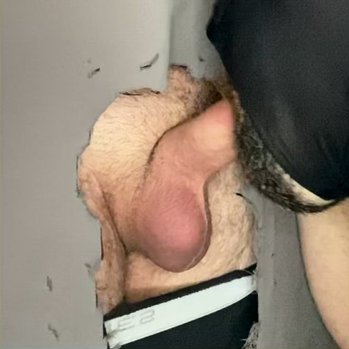 Draining the cock of a tall 26 year old dude at the gloryhole