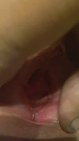 Clit Rubbing Close Up Creamy MILF Pussy Lips Pussy Spread Spreading Wet Pussy Wifey