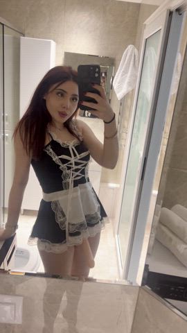 What are your initial thoughts when seeing a sexy redheaded maid wearing a big curvy