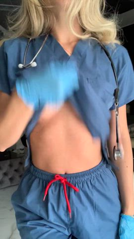Would you cover my nurse tits in cum?