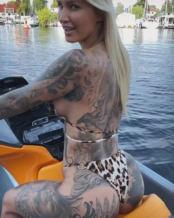 Bikini Blonde Boat Tattoo clip