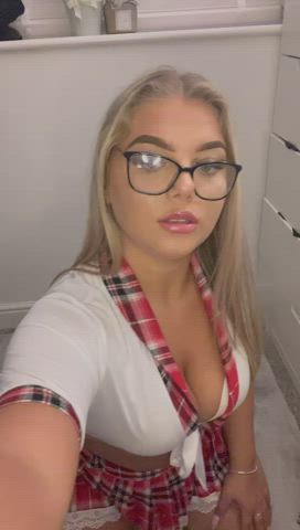 big tits boobs british flashing uniform clip