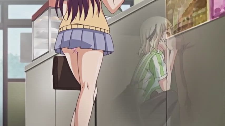 anime blonde blowjob clothed hentai panties short hair clip